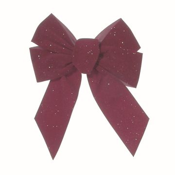 Holiday Trims Bow Burgundy Velvet Glittered 5 Loop 10x13IN