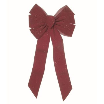 Holiday Trims Bow Burgundy Velvet Glittered 7 Loop 12x26IN
