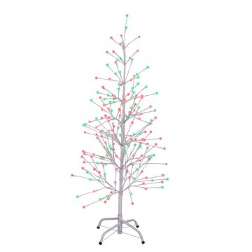 Holiday Bright Lights Christmas Tree Double Twinkle Holly Berry 224 Lights White Branches 4FT