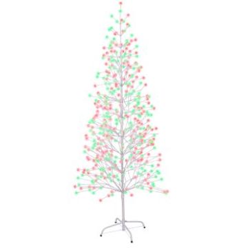 Holiday Bright Lights Christmas Tree Double Twinkle Holly Berry 528 Lights White Branches 6.5FT