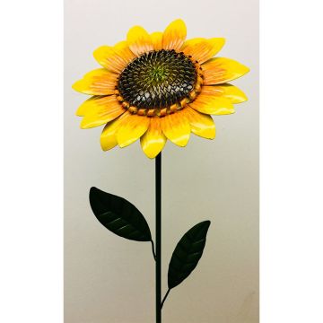 Sunflower with Spring on Metal Stake