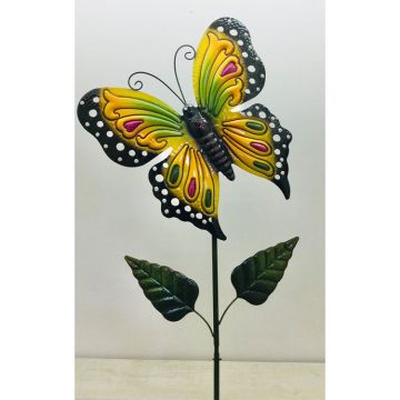 Butterfly Metal Stake, Yellow