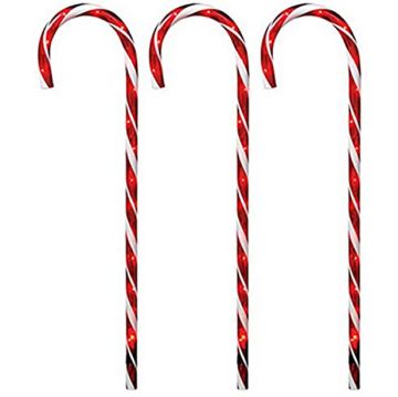 Holiday Wonderland, Lighted Pathway Stake Candy Canes 27", 3 pack