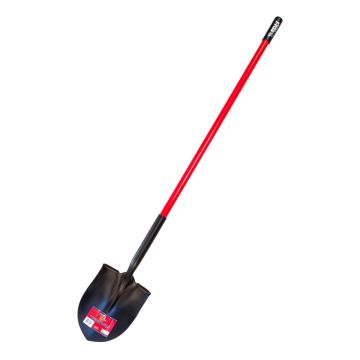 BULLY TOOLS Round Point Open Back Shovel 14-Gauge 9.5" Steel Head 60" Fiberglass Poly-Coated Handle