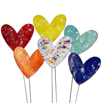 Clever Goods Handmade Enamel Copper Hearts Plant Stake Pick Assorted colors