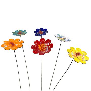 Clever Goods Handmade Enamel Copper Flowers 8 Petal Plant Stake Pick, Assorted colors