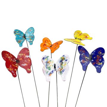 Clever Goods Handmade Enamel Copper Butterflies Large Plant Stake Pick, Assorted colors