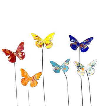 Clever Goods Handmade Enamel Copper Butterflies Small Plant Stake Pick, Assorted colors