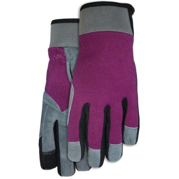 Midwest Quality Gloves Split Leather Gray/Pink Gloves, Medium