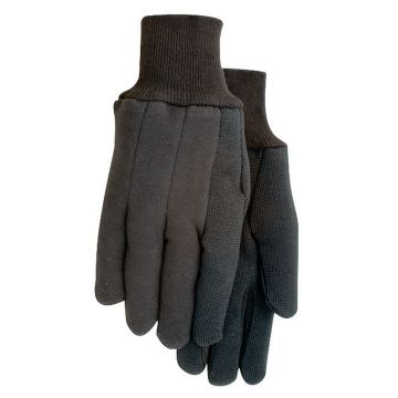 Midwest Quality Gloves Jersey/Plastic Clute Cut Brown Gloves, Large