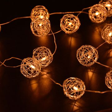 Holiday Bright Lights Copper Spheres with Micro Warm White 40 Lights Copper Wire 13FT