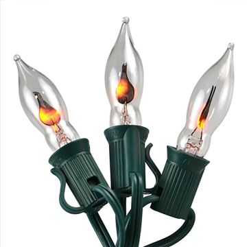 Holiday Bright Lights LED Flicker Flame 10 Lights Green Cord 10FT