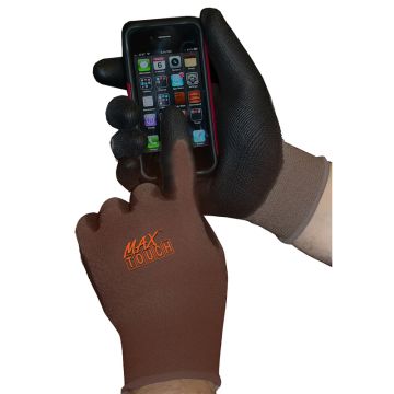 Midwest Quality Gloves Max Touch Black/Brown Grip Gloves, Large