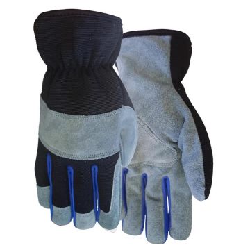 Midwest Quality Gloves Leather/Suede Black/Grey Gloves
