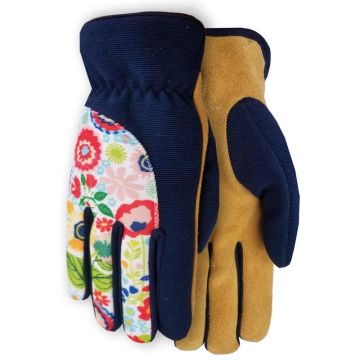 Midwest Quality Gloves Max Performance Leather/Spandex Multicolored Gloves, Medium