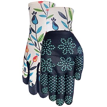 Midwest Quality Gloves Max Grip Spandex/Foam Nitrile Floral Multicolored Gardening Gloves, Small