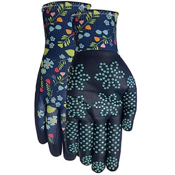 Midwest Quality Gloves Max Grip Spandex/Foam Nitrile Floral Blue Gardening Gloves, Small