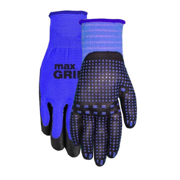 Midwest Quality Gloves Max Grip Spandex/Foam Nitrile Dots Black/Blue Grip Gloves, L/XL