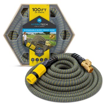 Hydro Tech Expandable Burst Proof Hose, Yellow, 5/8" x 100'