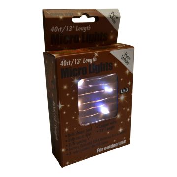 Holiday Bright Lights Micro Pure-White 40 Lights Copper Wire 13FT