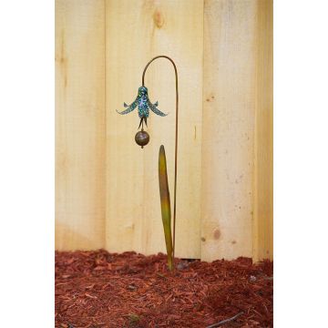 Ancient Graffiti, Metal Floral Bluebell Garden Stake 30IN