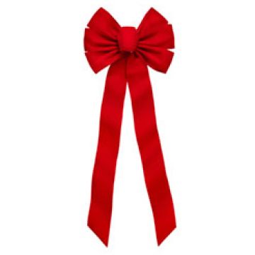 Holiday Trims Bow Red Velvet 7 Loop 14x28IN