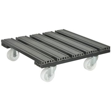 Square 15.4" Plant Caddy with Locking Brakes, Gray