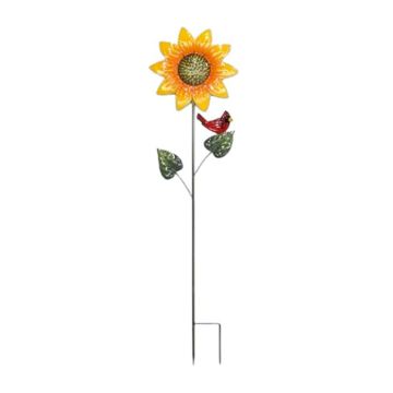 Cheap Carls Sunflower with Cardinal Stake