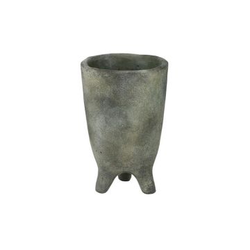 A&B Floral Cement Footed Vase Grey Tan