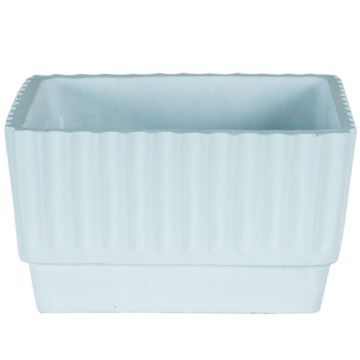 Square Corrugated White Cement Pottery, 7"