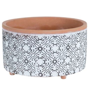 Round Floral Crochet Design Cement Pot
