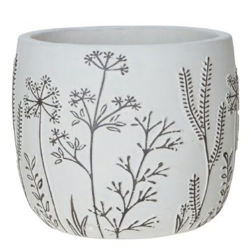 Round Floral Doodle Design Cement Pottery