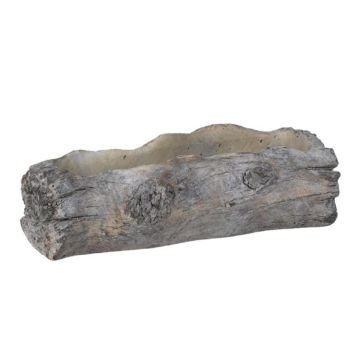 Rectangular Cement Tree Log Design Planter with Packed Liner, 8"