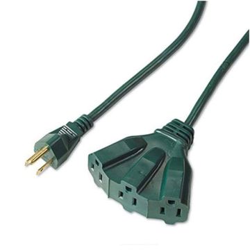 MASTER ELECTRICIAN Outdoor Extension Cord with Y Trisource Grounded 3-Prong Plug 3 Outlets 16/3 Gauge Green 8FT