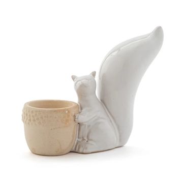 Napco White Squirrel Tea Light Holder, 5" H x 2.25" W x 6.25" L