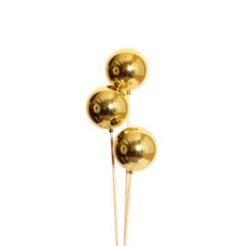 Ornamental Balls, Glossy Gold, 3 Stem