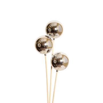 Ornamental Balls, Glossy Silver, 3 Stems