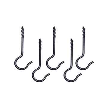 Panacea Black Steel 2-1/2 in. H Sturdy Swag Hook, 5 pk