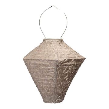 Lumiz Diamond Ikat Taupe Batter Operated Dimmable Lantern