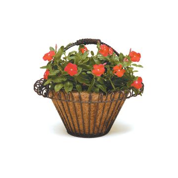 Deer Park Ironworks® Mini Round Basket Natural Patina - 14in Diam x 14in H - Coco Liner Included