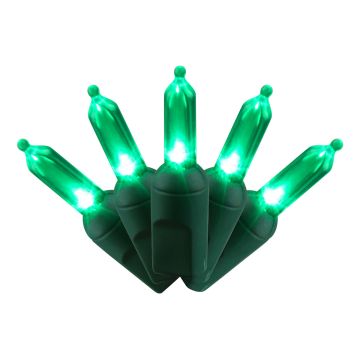 LED Celebrations Platinum T5 Traditional Mini Green Steady Green Wire, 50L/25FT