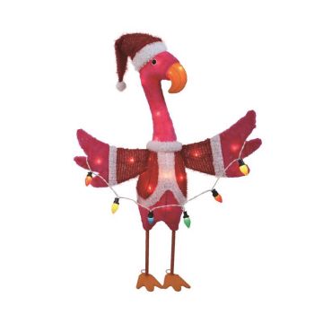 Celebrations Flamingo in Santa Suit, 35 in