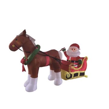 Celebrations Santa with Horse Carriage Inflatable 9 ft