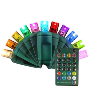 RGB Celebrations Brilliant LED 5mm Color-Changing RGB 50 Lights Green Cord 17FT