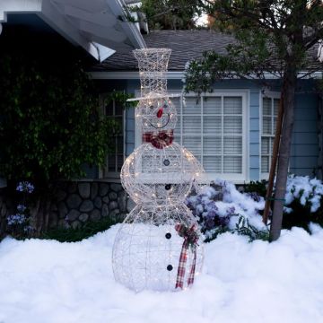 Alpine LED Gold Gold Wire Snowman 71 in. Yard Decor