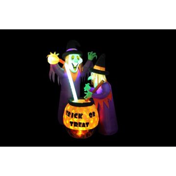 A Holiday Company 6 ft. LED Prelit Witches with Cauldron Inflatable
