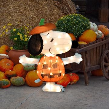 Peanuts 24 in. Prelit Snoopy in Jack-O-Lantern Yard Decor