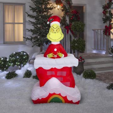GEMMY The Grinch™ Airblown® Pop-Up Chimney Grinch