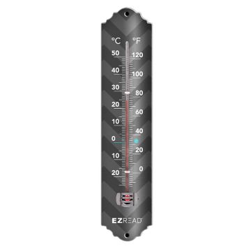 EZRead 12" Metal Thermometer, Grey Chevron