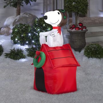 GEMMY Peanuts® Airblown® Flying Ace Snoopy on Doghouse